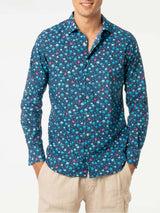 Man muslin cotton Sikelia shirt with jellyfish print