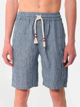 Striped denim color linen bermuda shorts - MC2 Saint Barth