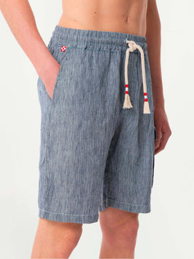 Striped denim color linen bermuda shorts - MC2 Saint Barth