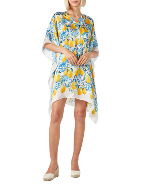 Lemons and maiolica print silk caftan
