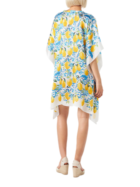Lemons and maiolica print silk caftan