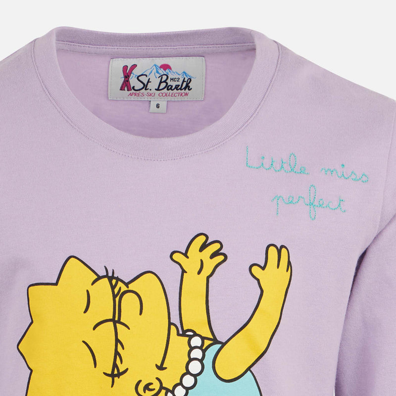 T-shirt da bambina in cotone pesante con stampa Lisa Simpson | EDIZIONE SPECIALE SIMPSON