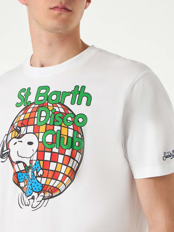 T-shirt da uomo in cotone con stampa St. Barth Disco Club e Snoopy | SNOOPY - EDIZIONE SPECIALE PEANUTS™