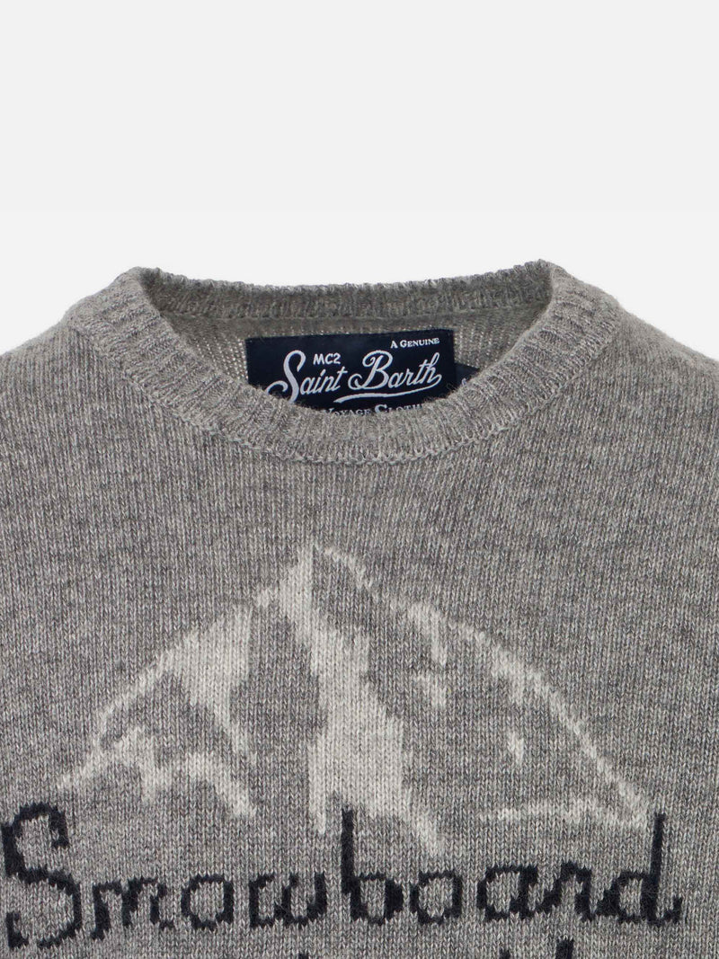 Snowboard is dead grey boy sweater