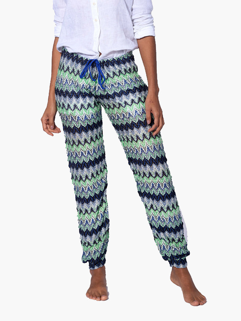 Pantaloni in maglia chevron bluette multicolor