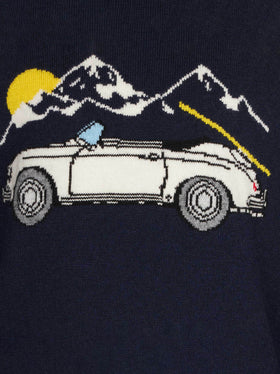 Boy crewneck sweater with car print
