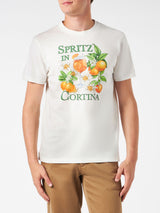 Man heavy cotton t-shirt with Spritz in Cortina print