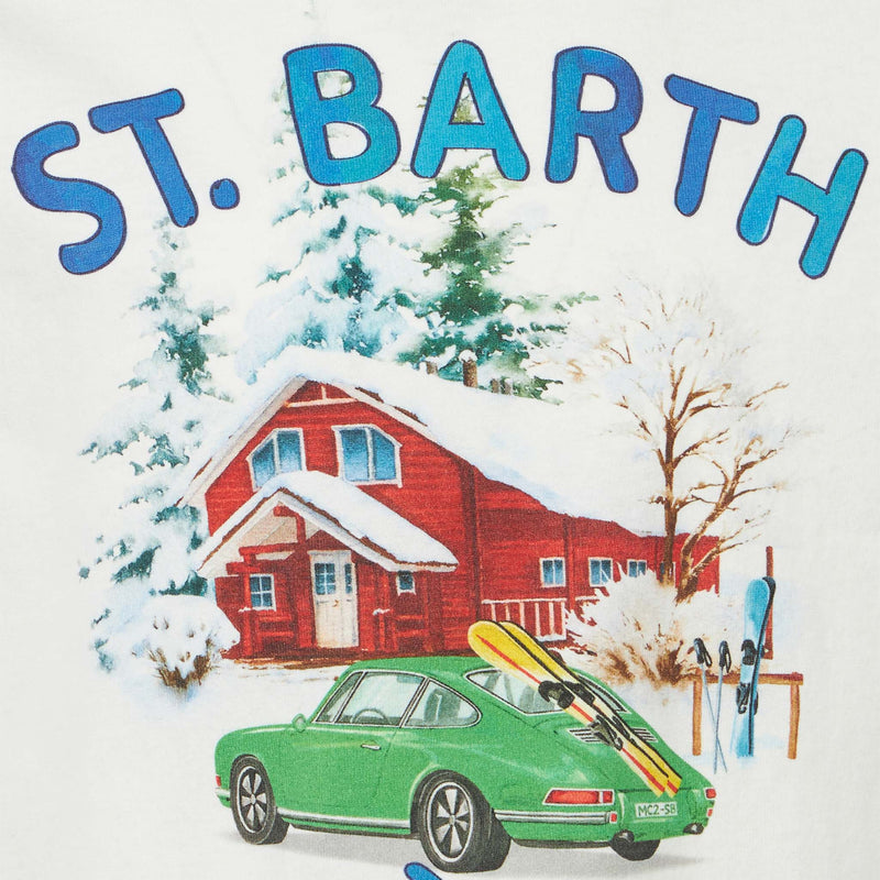 Boy heavy cotton t-shirt with St. Barth Après Ski print