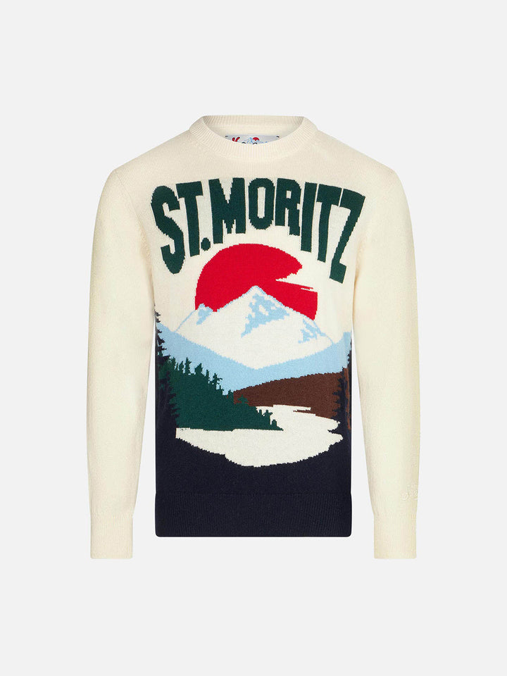 Boy white sweater with St. Moritz jacquard