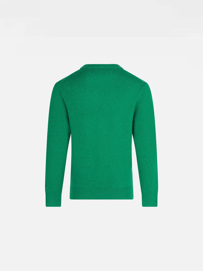 Boy green sweater with St. Moritz jacquard print