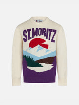 Girl crewneck sweater with St. Moritz postcard