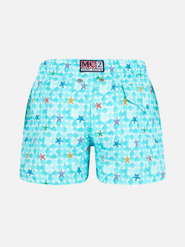 Hellblaue Badeshorts für Jungen mit Seestern-Print und bequemem Stoff