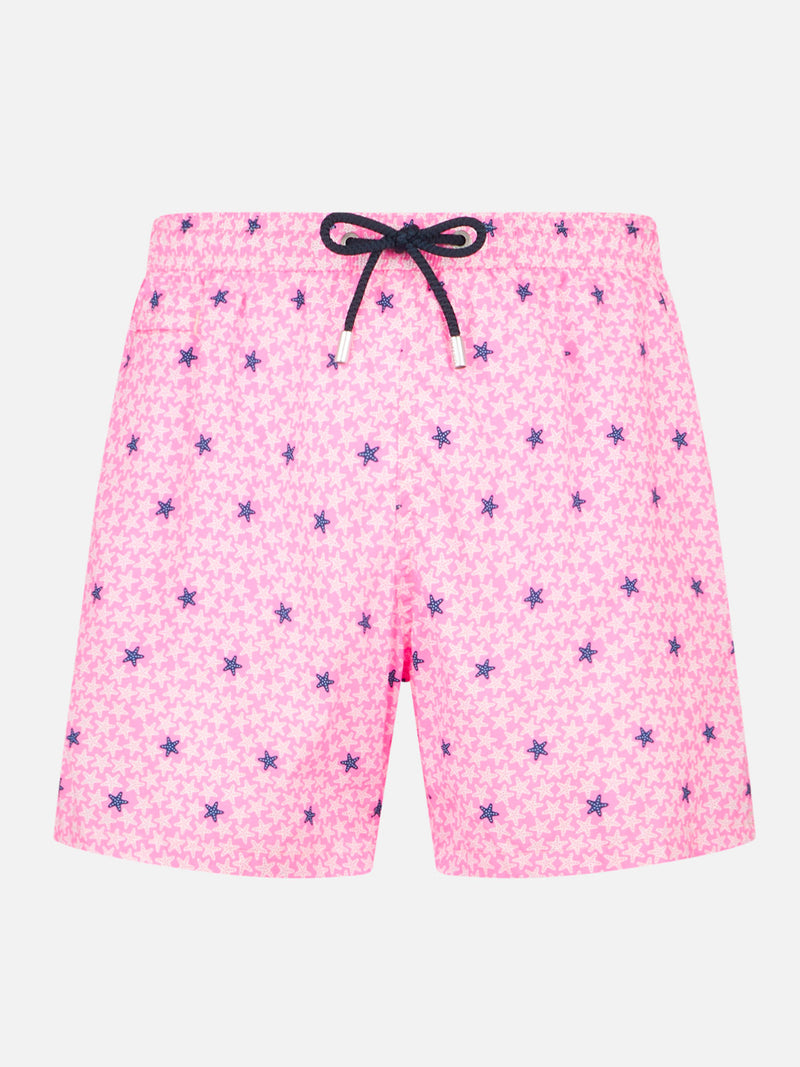 Bequeme Herren-Badeshorts aus leichtem Stoff mit Seestern-Print