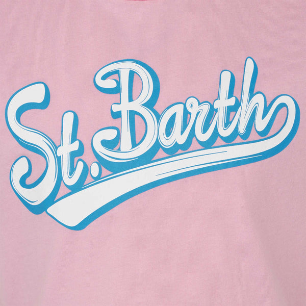 T-shirt da bambina in cotone con stampa St. Barth