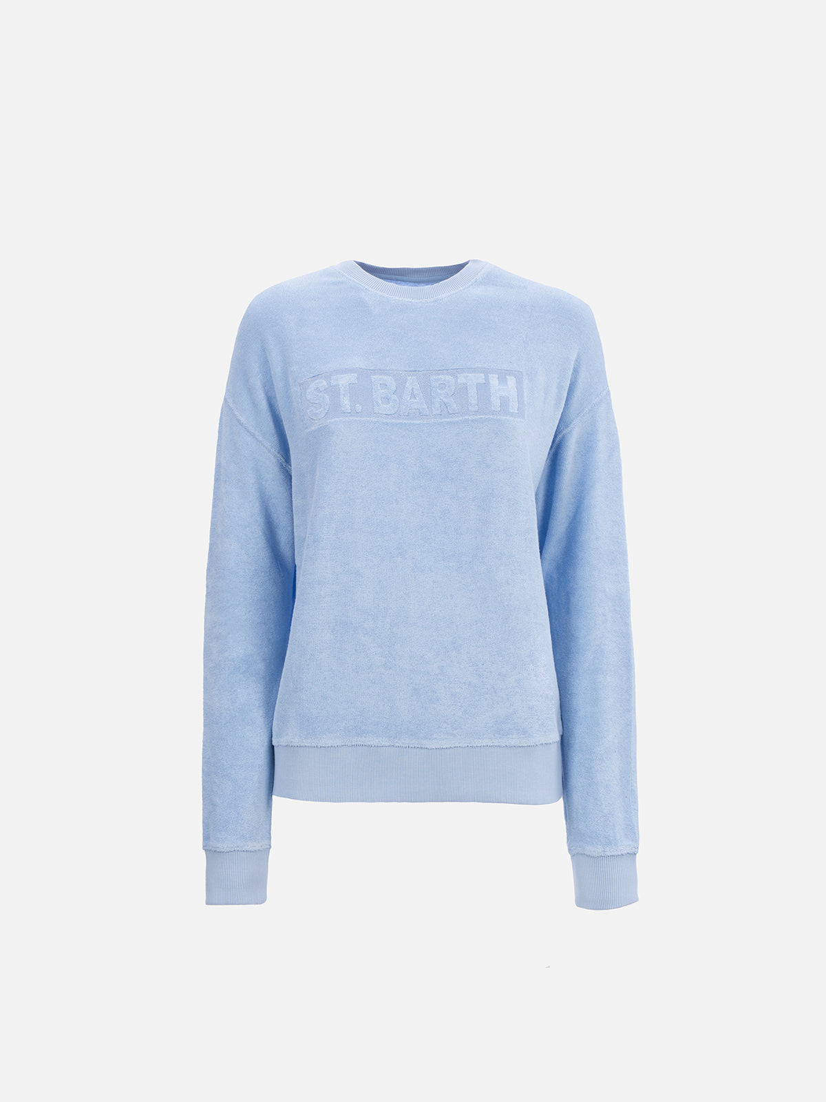 Felpa da donna Stardust di cotone spugna di colore azzurro
