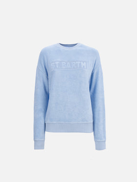 Felpa da donna Stardust di cotone spugna di colore azzurro