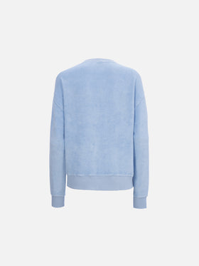 Felpa da donna Stardust di cotone spugna di colore azzurro