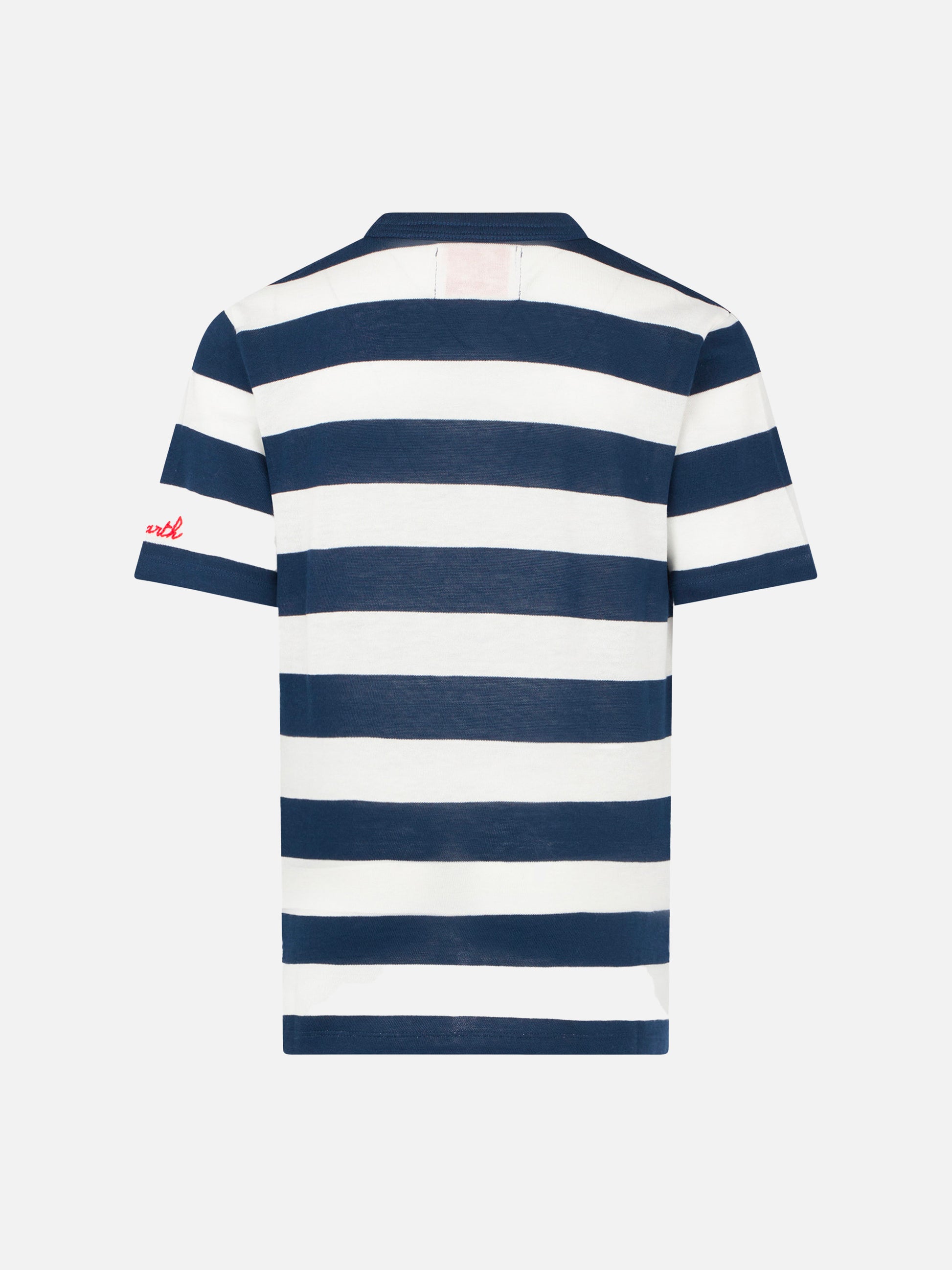Boy blue striped t-shirt with St. Barth embroidery - MC2 Saint Barth