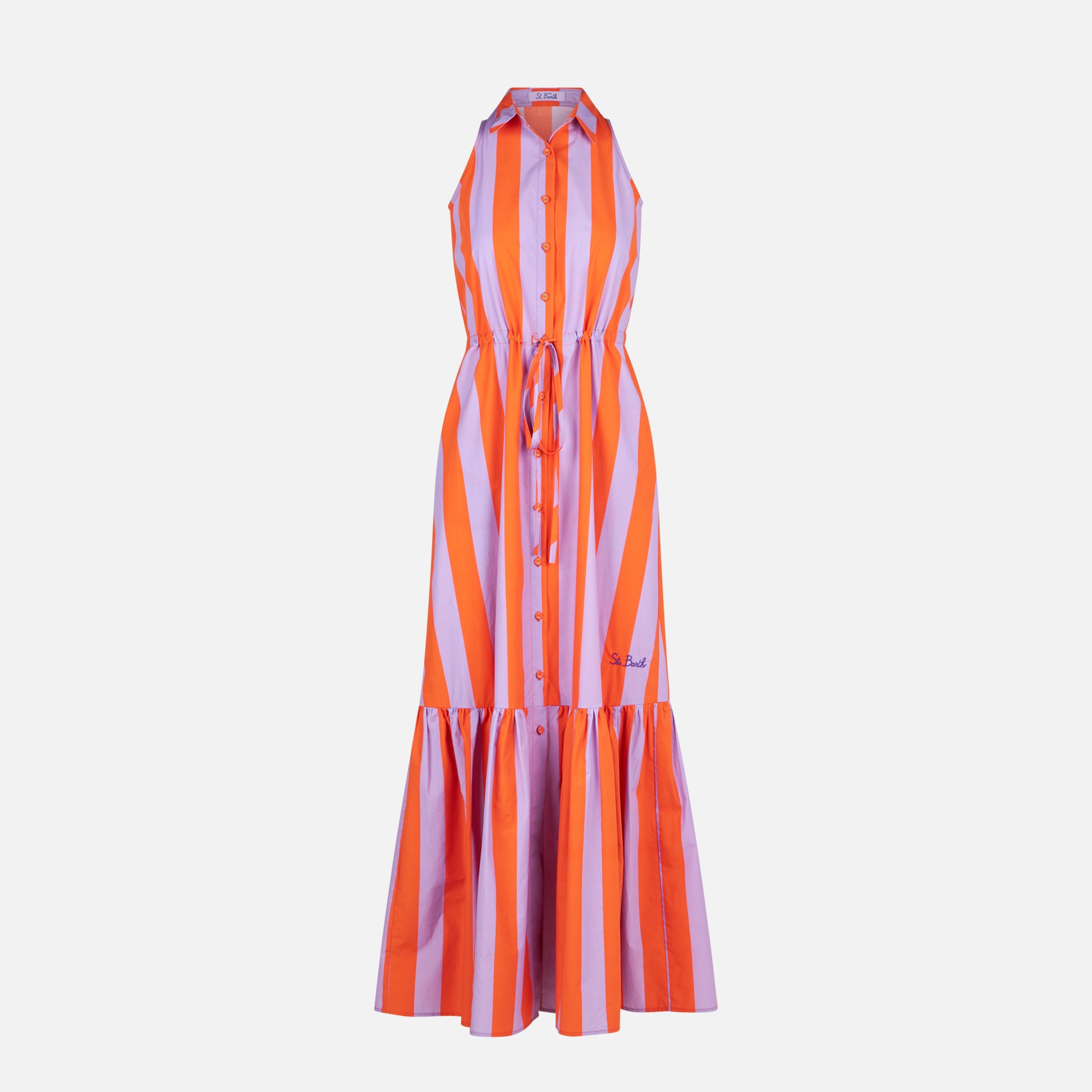 Ida cotton long dress with striped print MC2 Saint Barth Ida cotton long dress with striped print MC2 Saint Barth