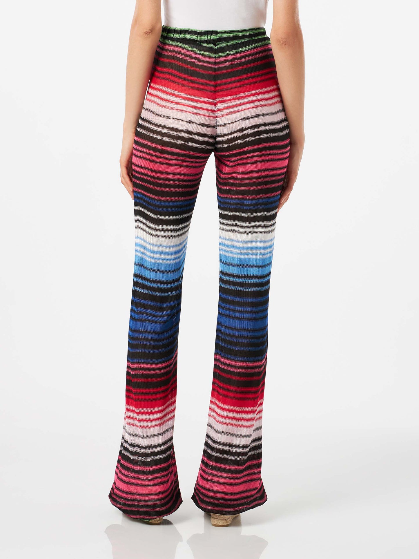 Pantalone a palazzo multicolore a righe multicolore