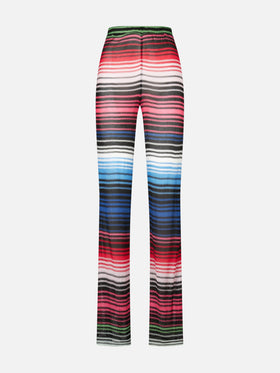 Pantalone a palazzo multicolore a righe multicolore