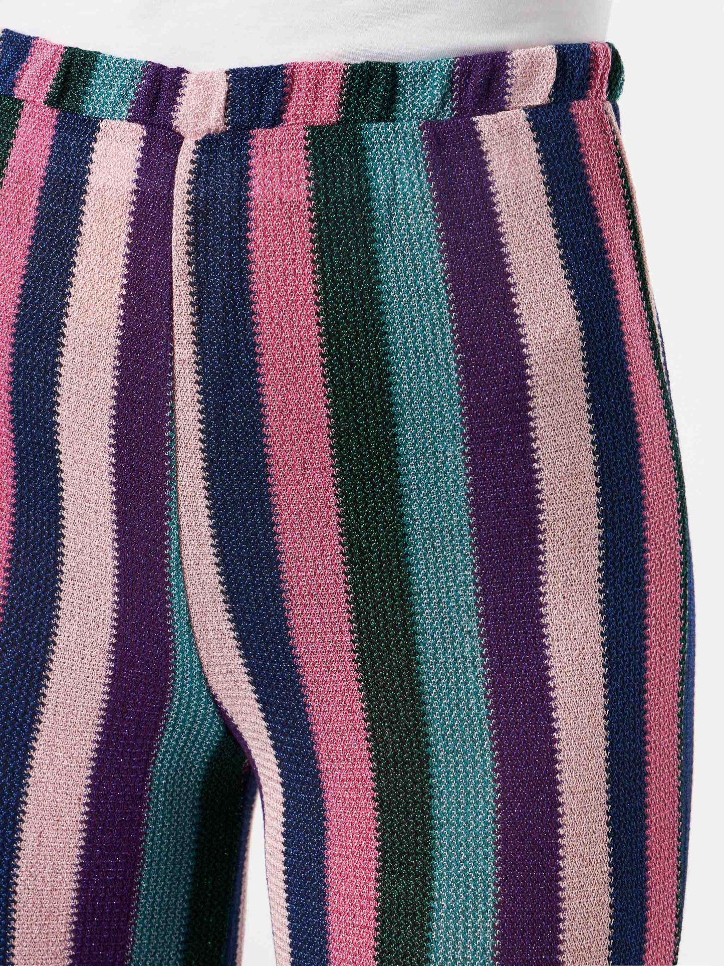 Pantaloni a palazzo in maglia multicolore