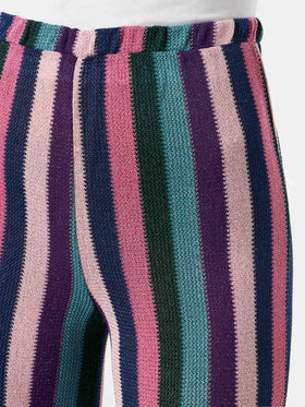 Pantaloni a palazzo in maglia multicolore