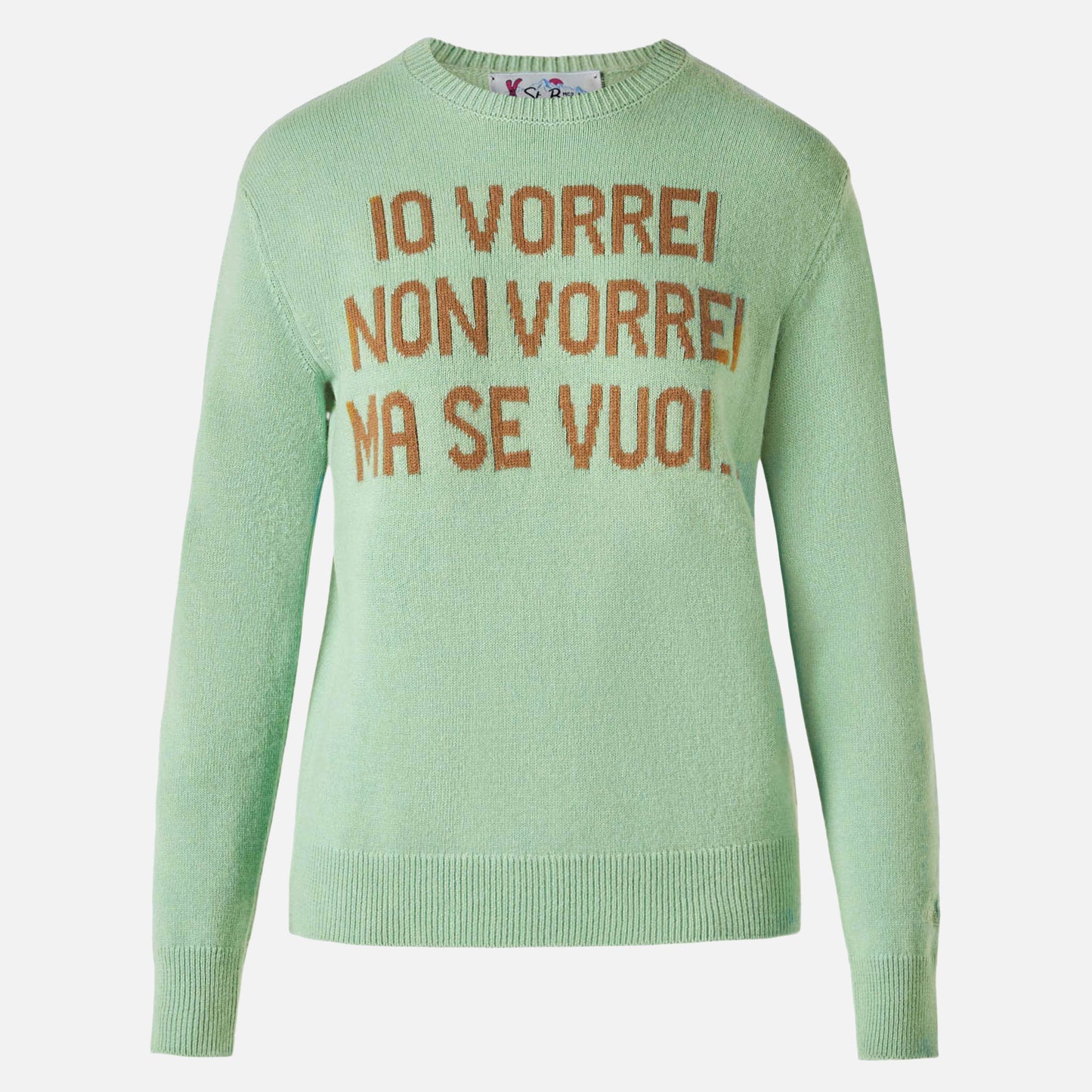 Grüner Damenpullover mit Jacquard Vorrei non vorrei ma se vuoi