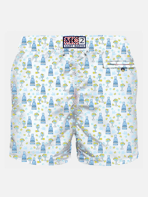 Man light fabric swim shorts with gin print | GIN MARE SPECIAL EDITION