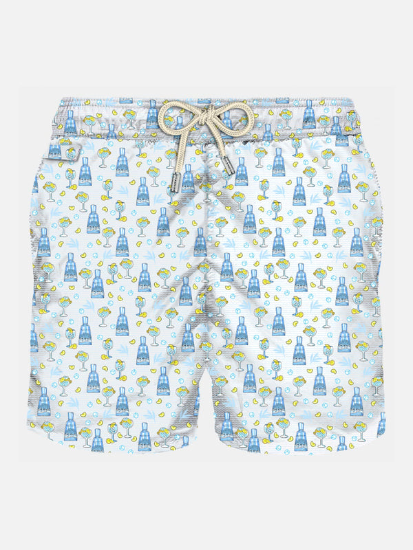 Man light fabric swim shorts with gin print | GIN MARE SPECIAL EDITION