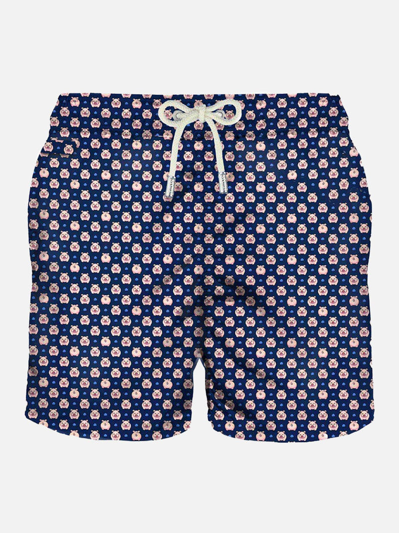 Light fabric man swim shorts pigs print