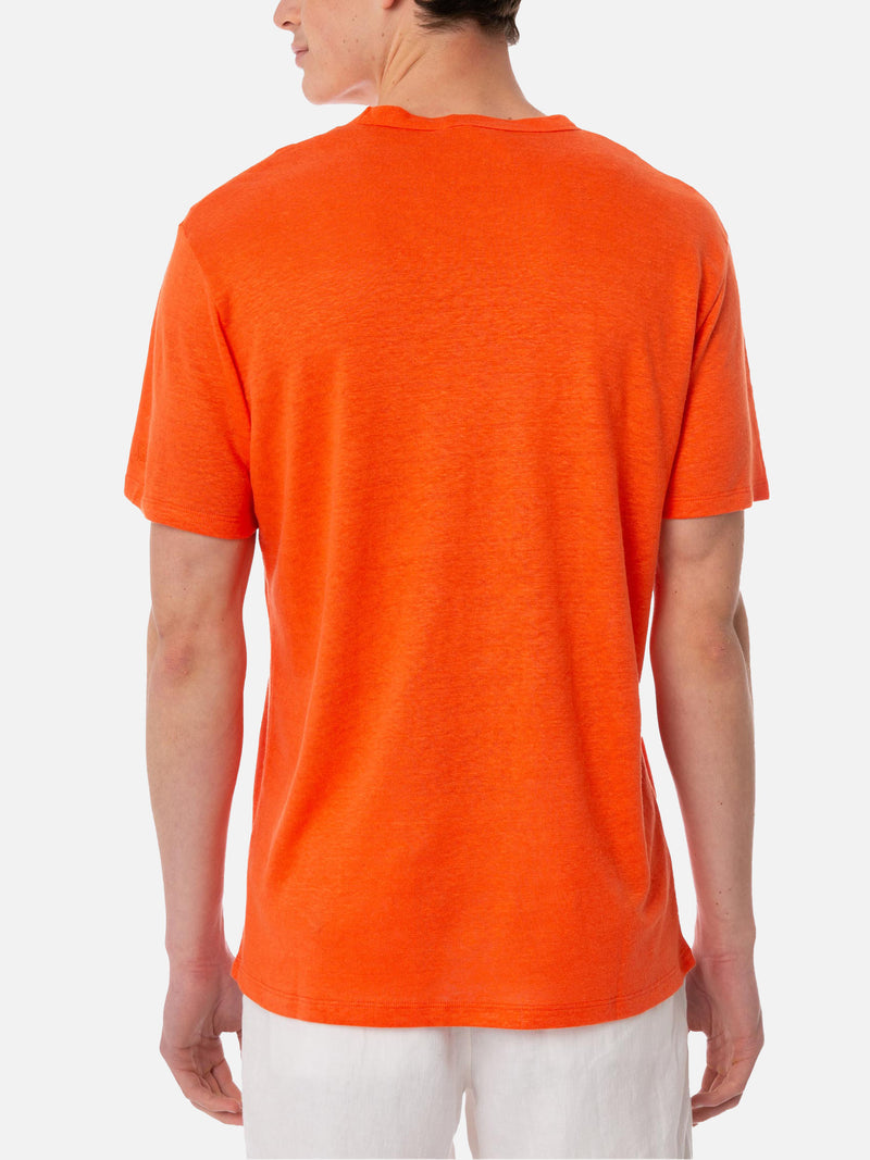 Man orange linen jersey t-shirt