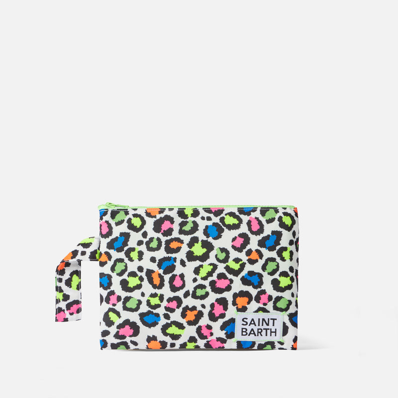 Pareasy nylon pochette with animalier print