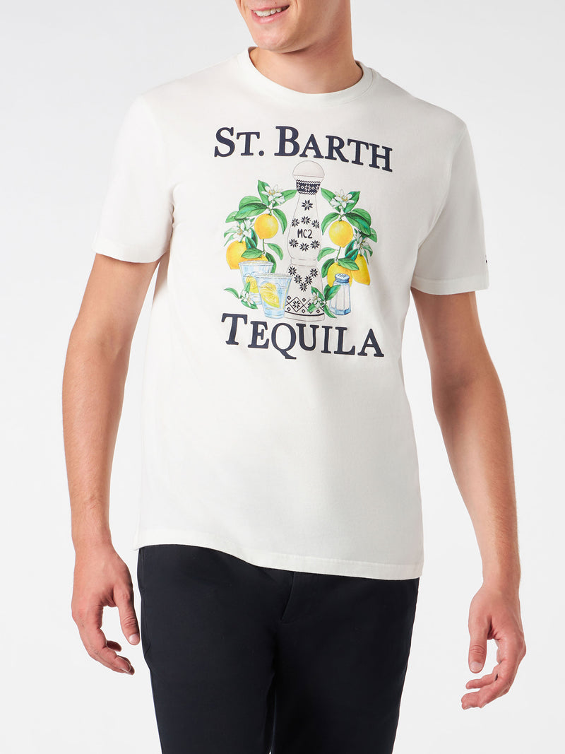 Man heavy cotton t-shirt with Tequila print