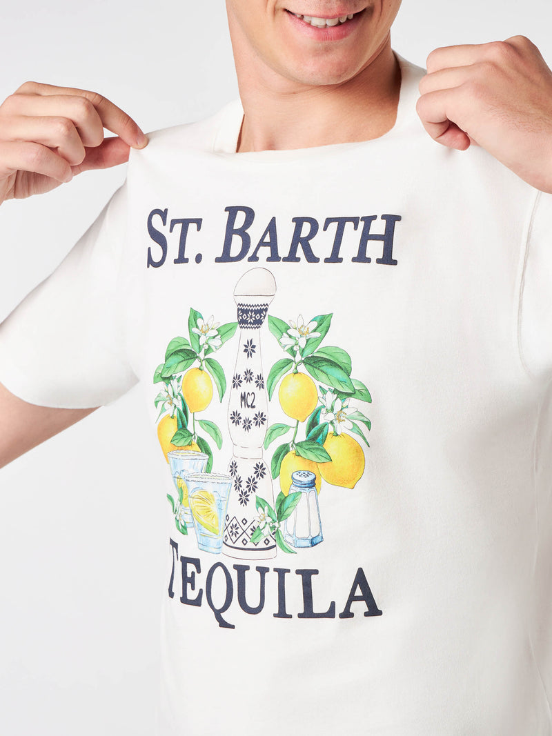 Man heavy cotton t-shirt with Tequila print