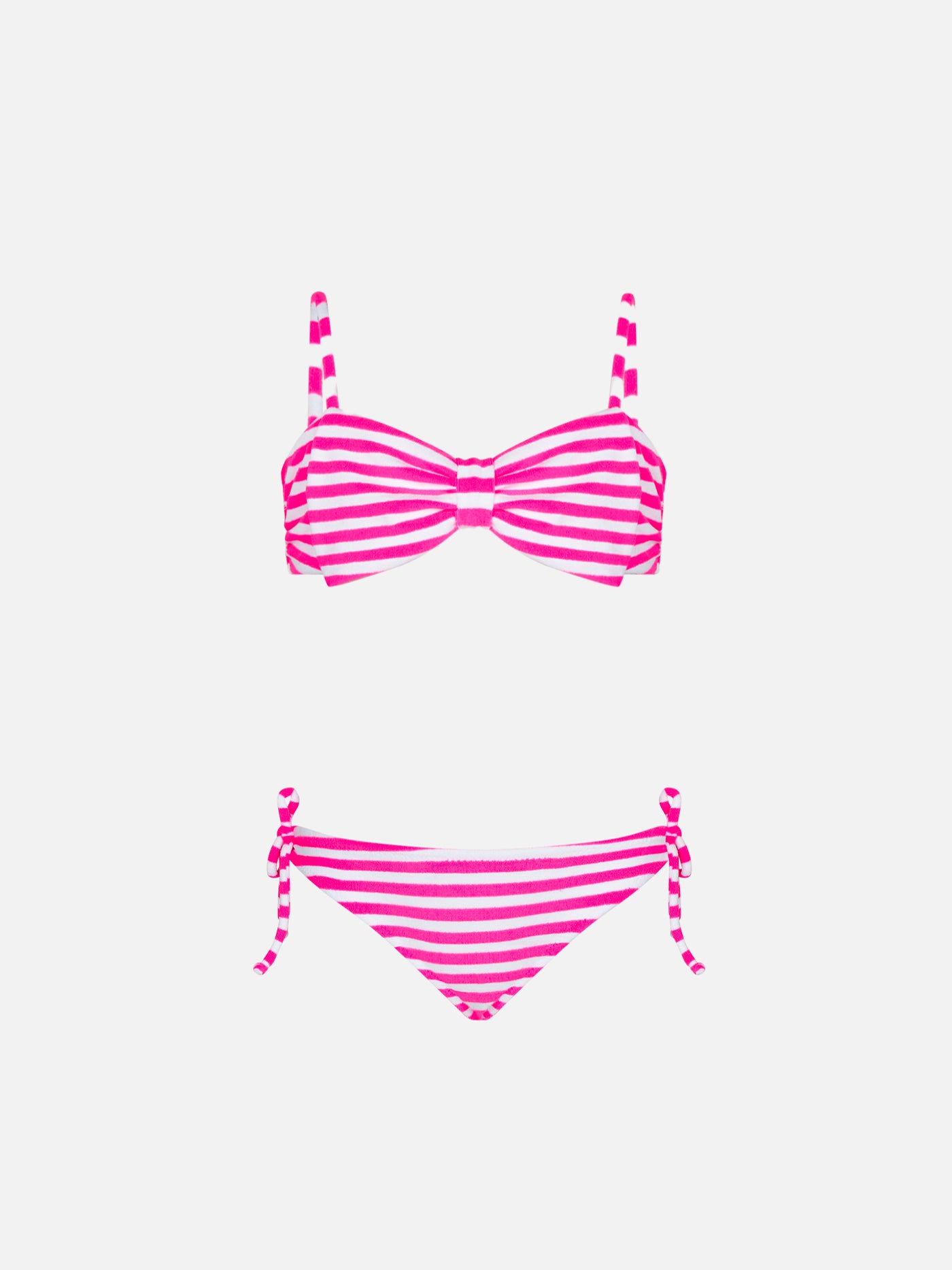 Bikini da bambina a bralette in spugna a righe
