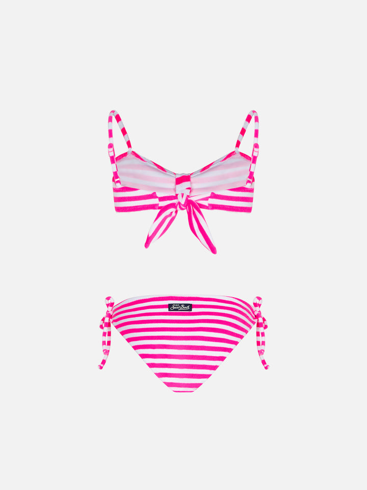 Bikini da bambina a bralette in spugna a righe