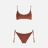 Bikini da donna a bralette in spugna marrone