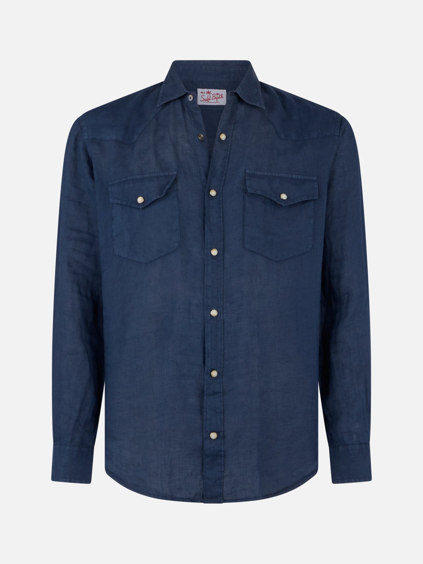 Camicia in lino denim scuro