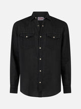 Man black linen shirt