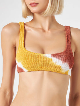 Woman crinkle bralette top swimsuit