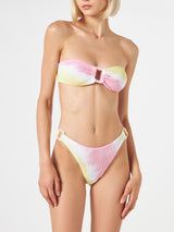 Bikini da donna a fascia tie dye crinkle