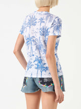 Woman linen t-shirt with toile de jouy print