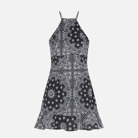 Abito sottoveste nero con stampa bandana