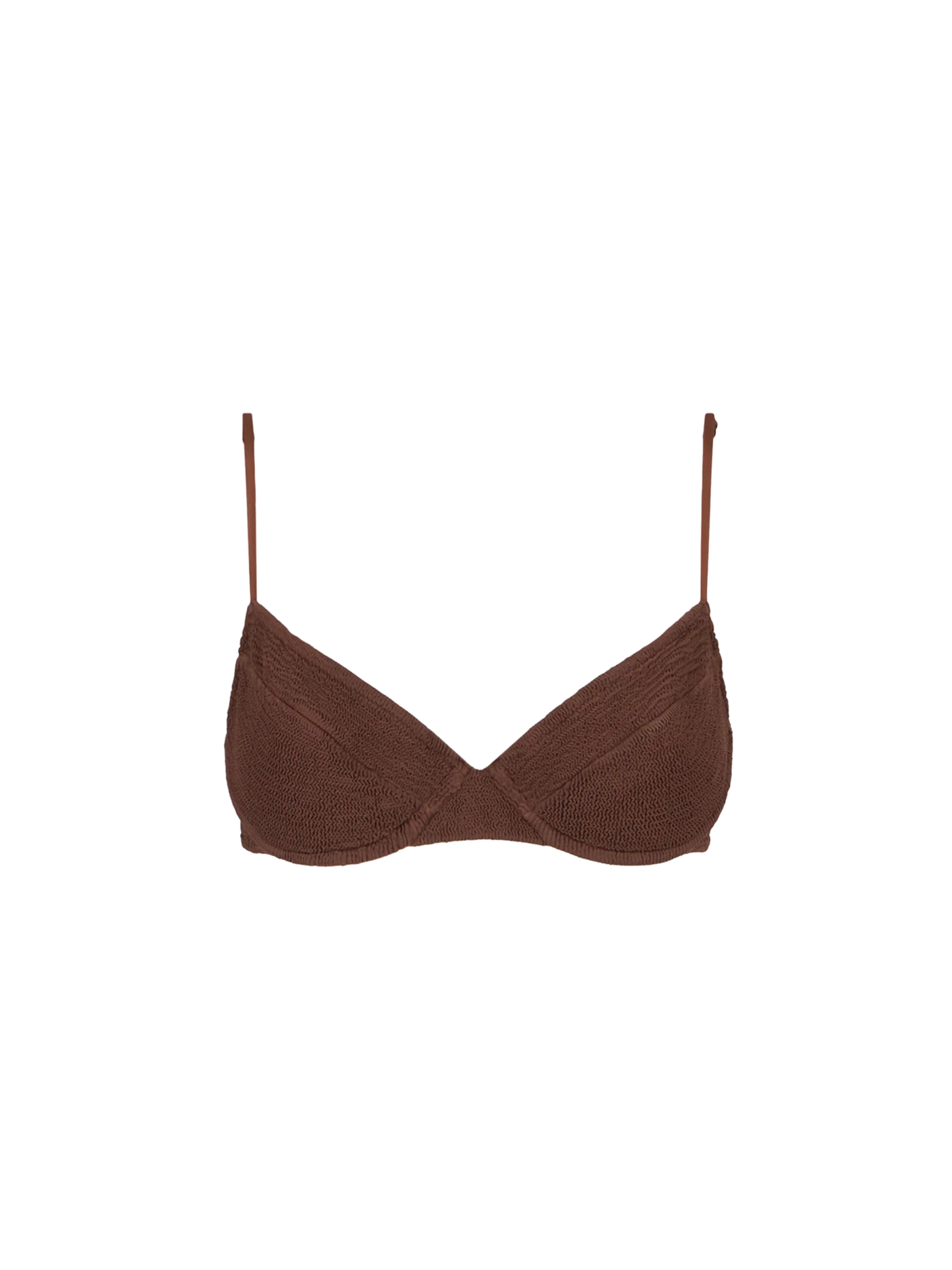 Woman brown crinkle underwired bralette swimsuit