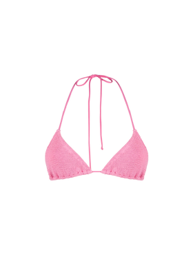 Woman pink crinkle triangle top