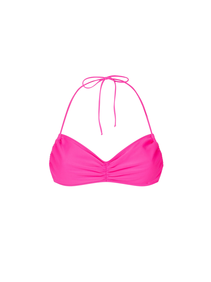 Woman fuchsia bandeau top swimsuit