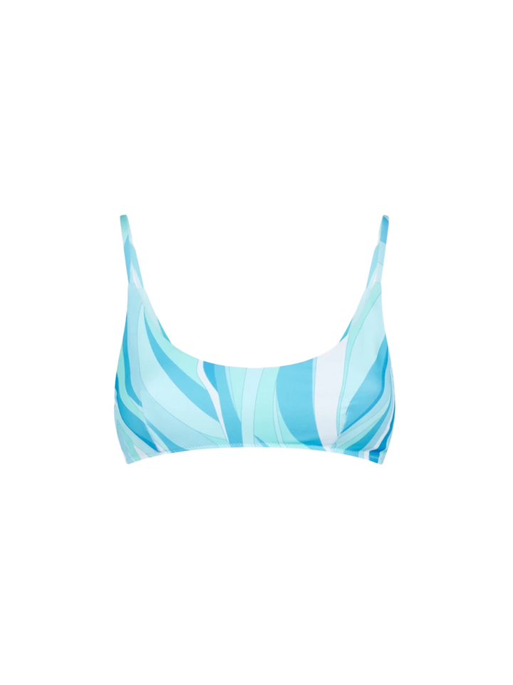 Woman bralette swimsuit with multicolor waves