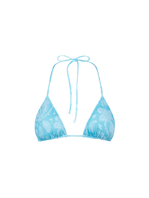 Woman light blue triangle top with paisley print - MC2 Saint Barth