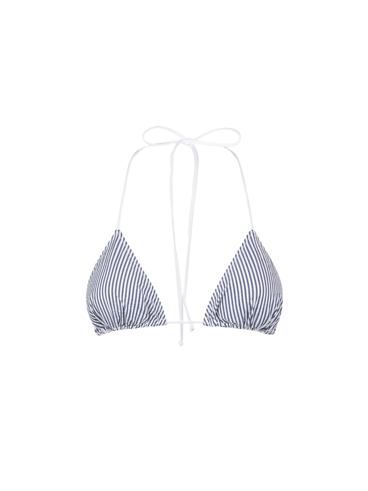 Woman seersucker triangle top with striped print